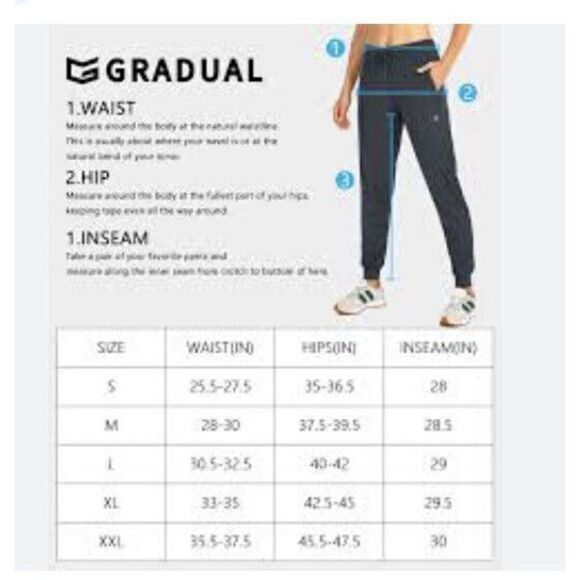 G Gradual Women M Joggers Pants Zip Pockets Tapered Running Sweatpants Stretch - Picture 11 of 11